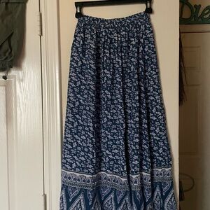 Blue Floral Maxi Skirt